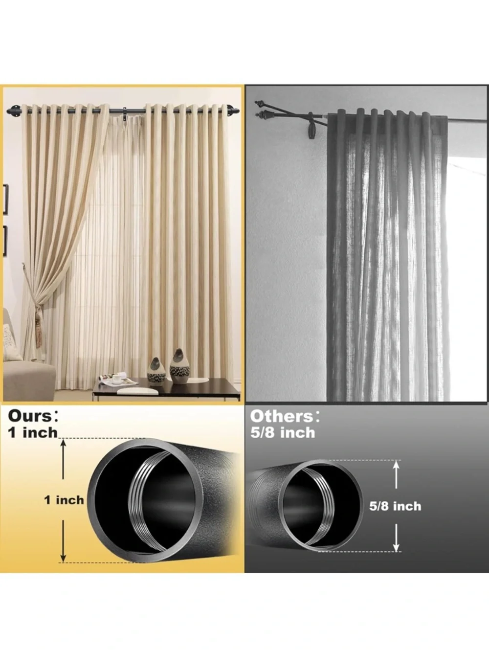 Dual Black Curtain Rod